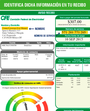 Recibo CFE - Páneles Solares